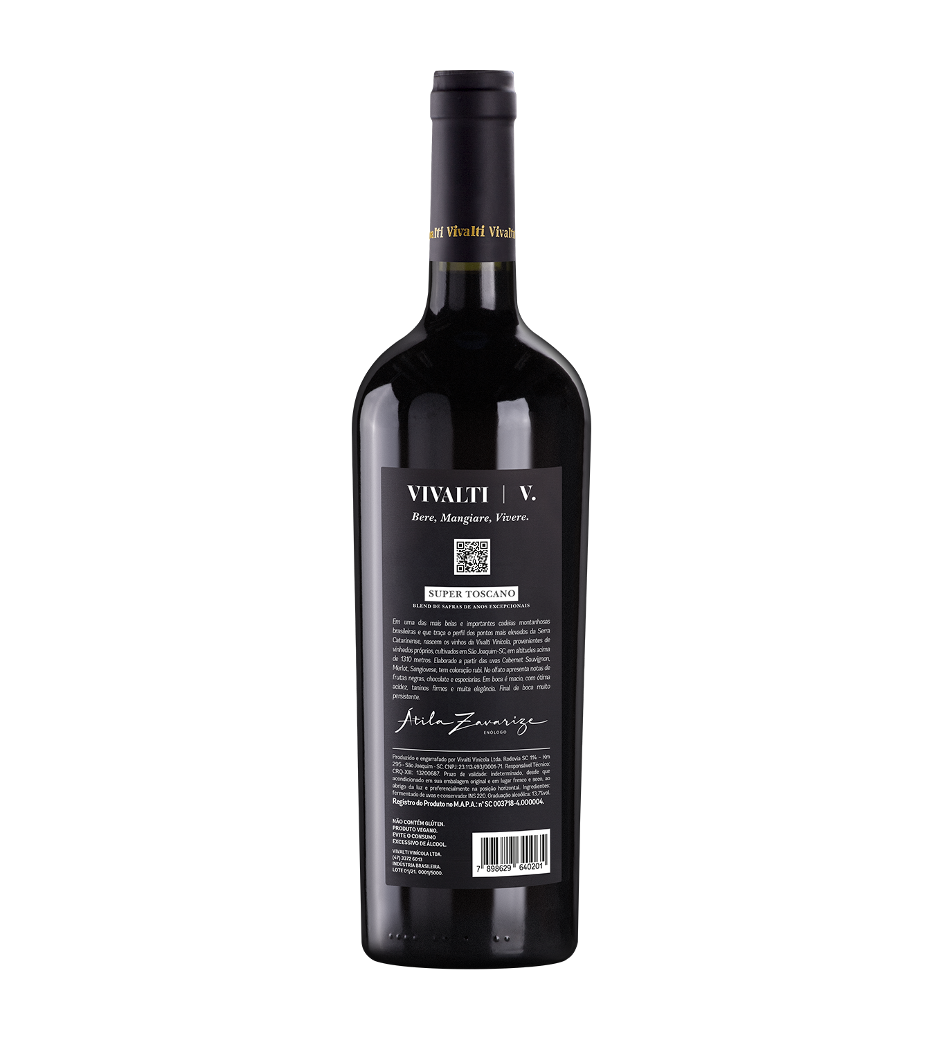 Contra-rótulo do vinho Super Toscano Vivalti