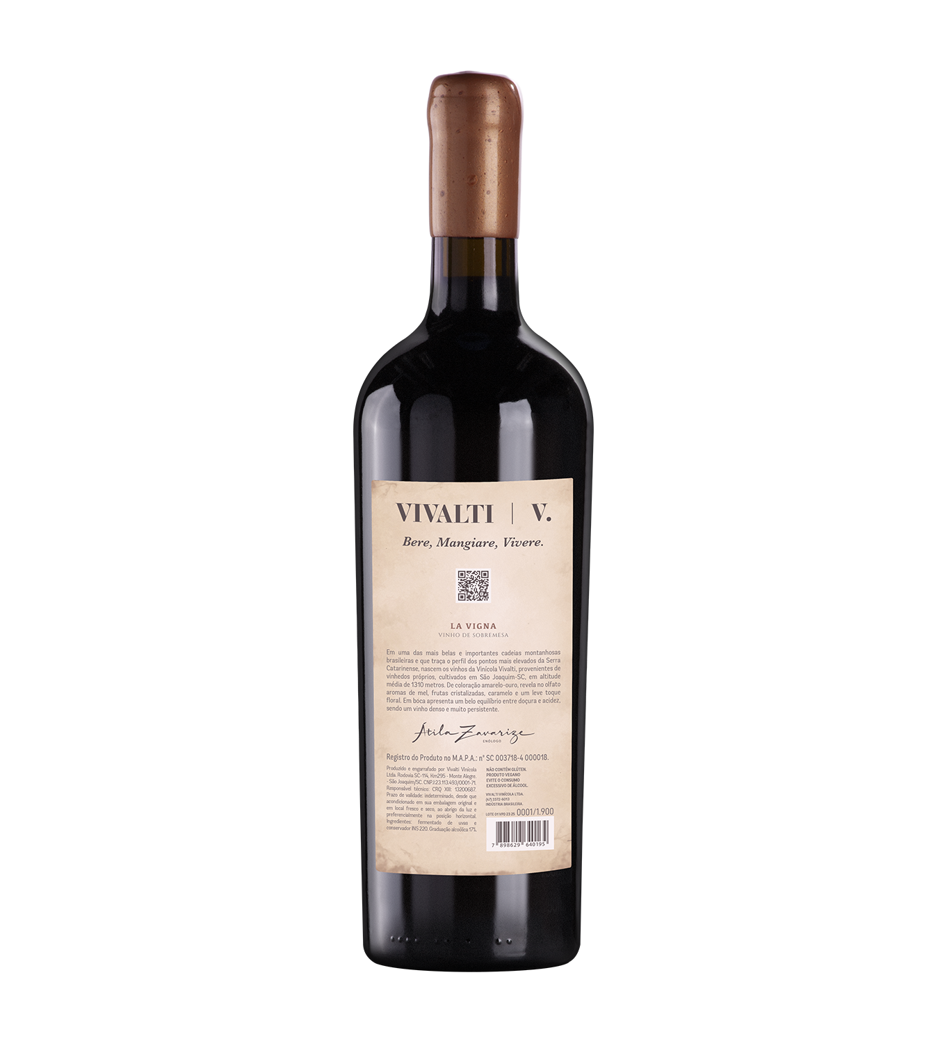 Contra-rótulo do vinho Montepulciano Vivalti