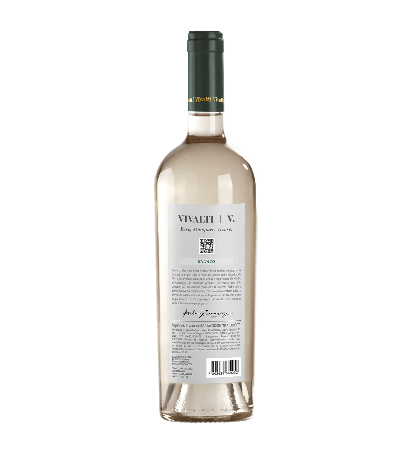 Contra-rótulo do vinho Assemblage Branco Vivalti